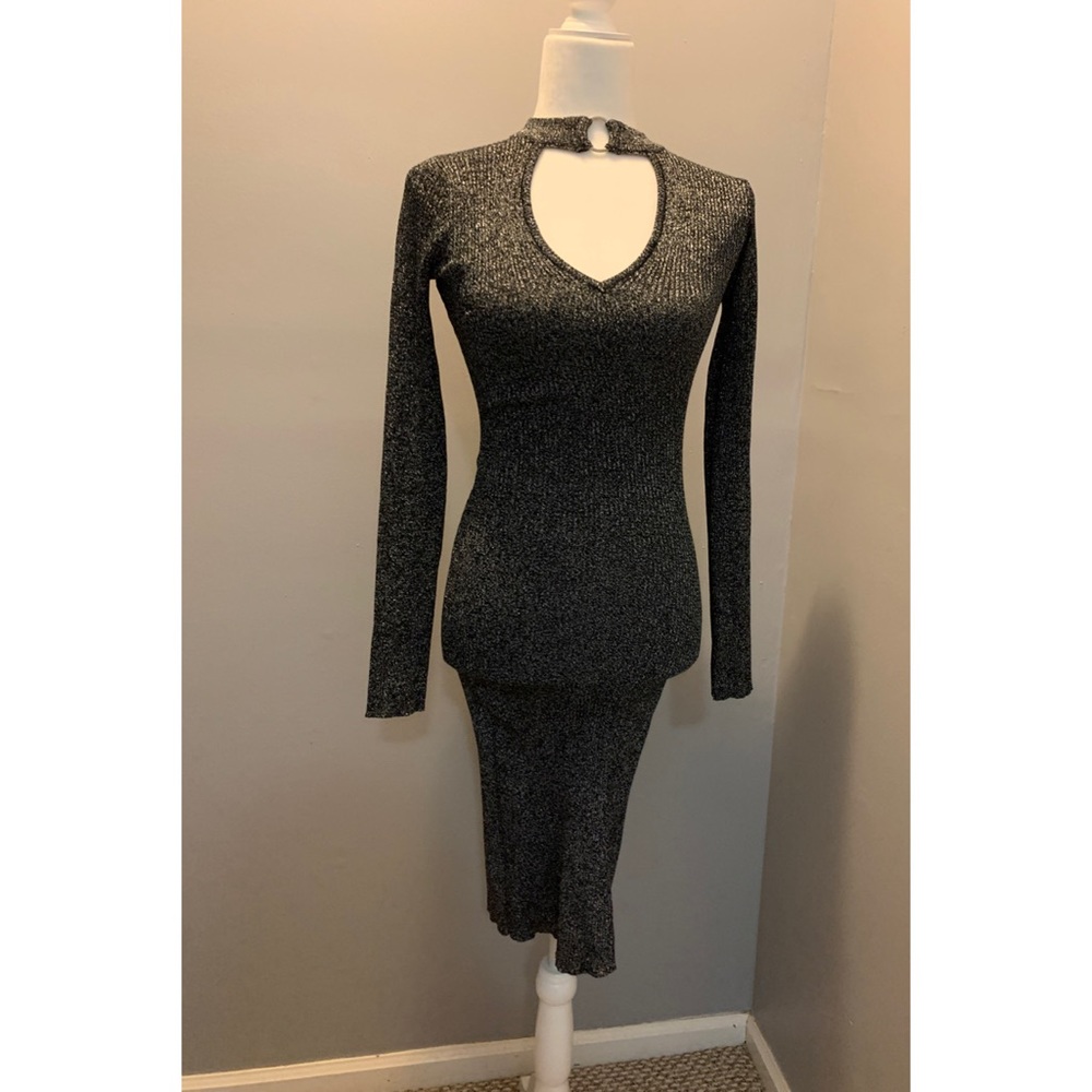 SizeMed 7-9 Blk/Silver body hugging Sweater dress